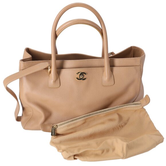 CHANEL Executive Tote Shoulder Bag A15206 Tan Grained Calf Leather - Picture 1 of 15